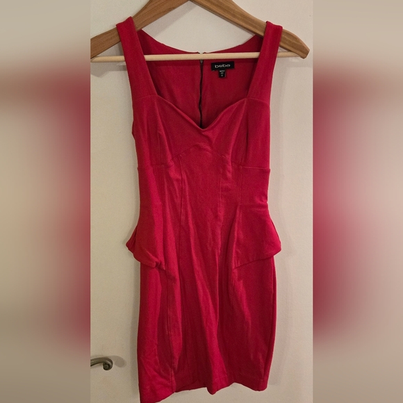 Bebe Sweetheart Racy Red Bodycon Zanzibar Knit Dress Peplum Valentines 90s y2k - Picture 4 of 13